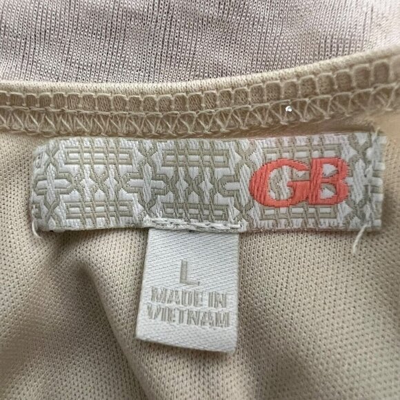 GB Gianni Bini 3/4 Sleeve Drape Back Shift Dress Champagne Shimmer Above Knee L - Picture 9 of 10